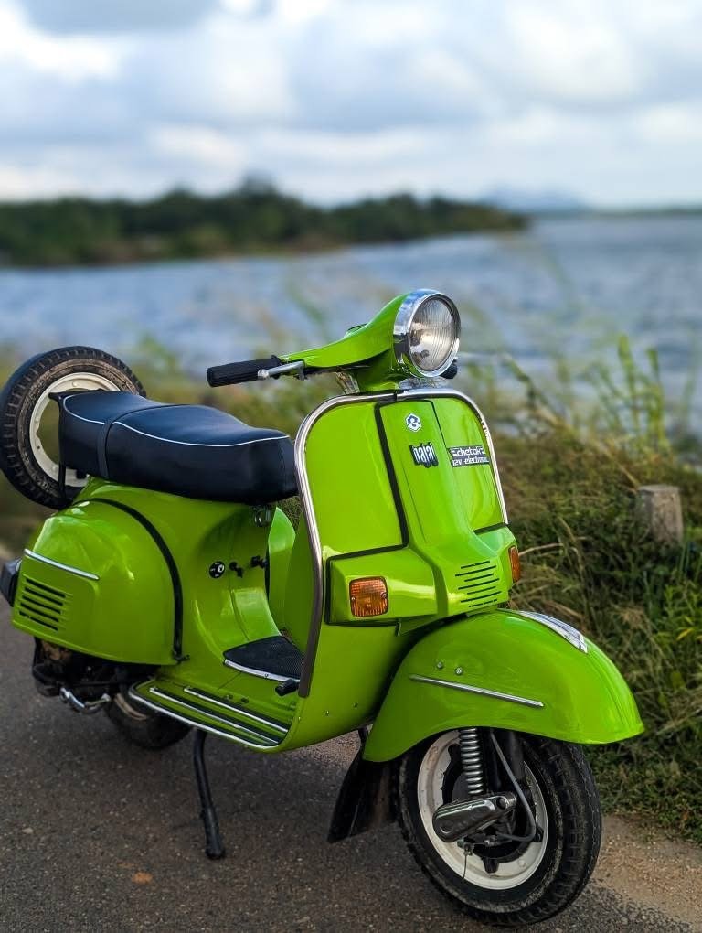 Green vintage scooter restoration