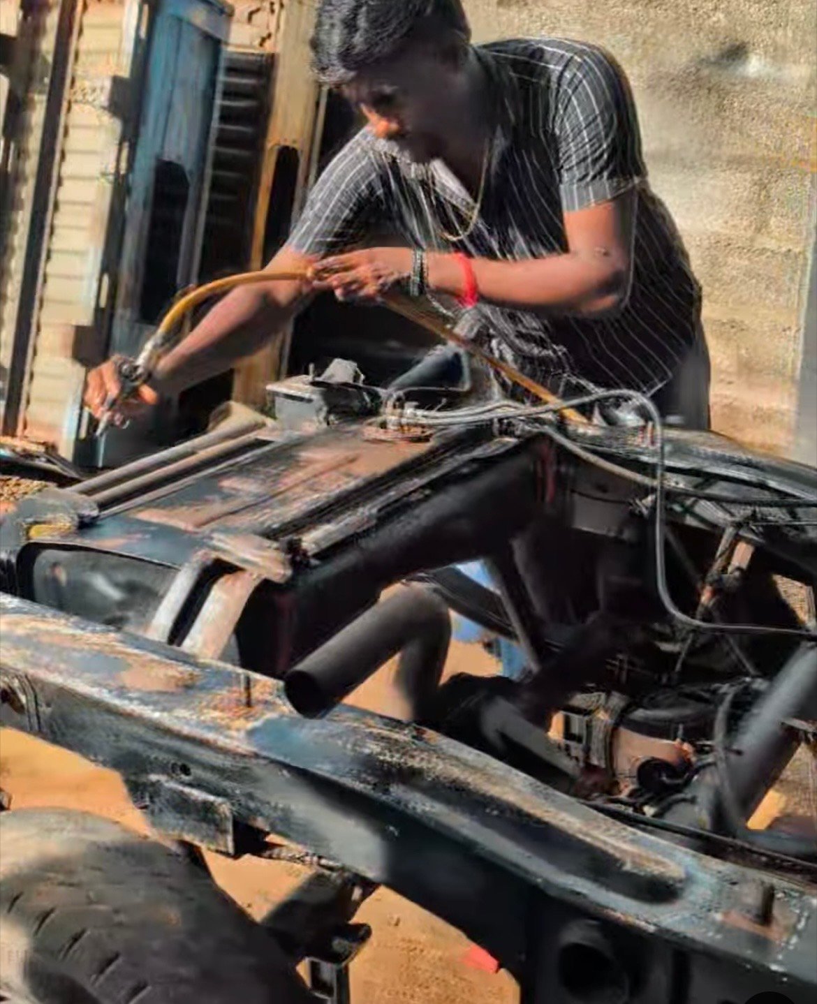 Vehicle chassis restoration work